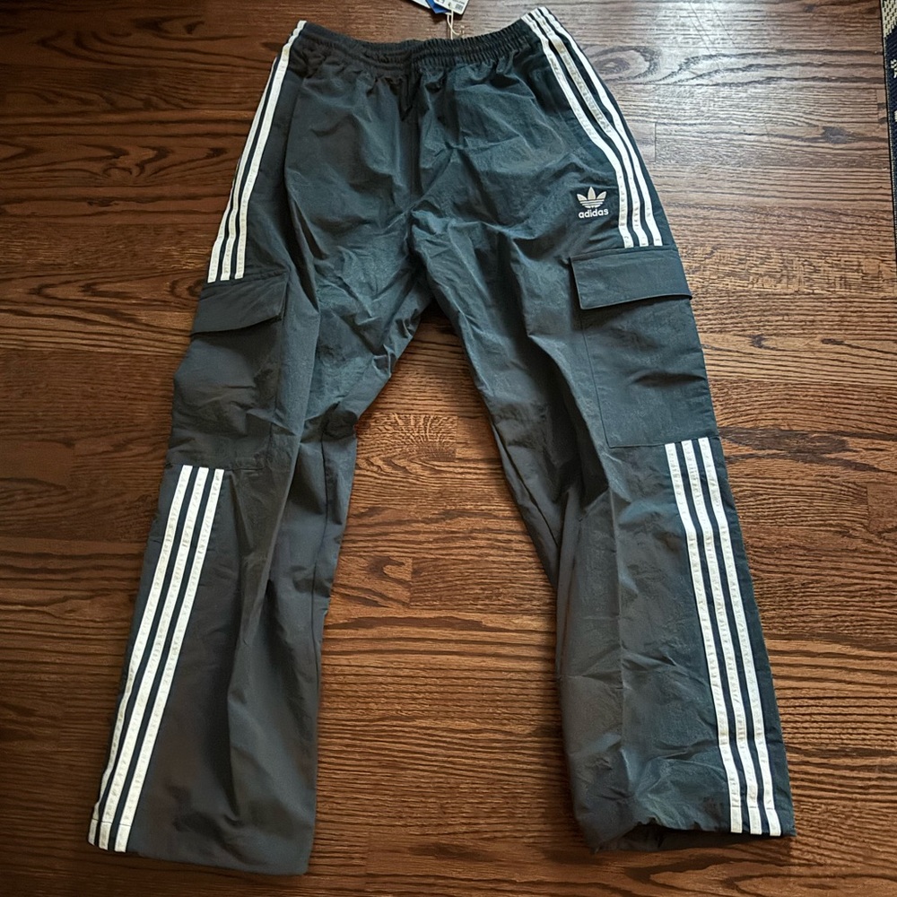 Adidas Black Cargo Pants with Relaxed Fit